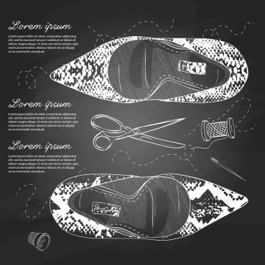 Vektör çizimi kadın sürüngen deri ayak stilettos bir tebeşir tahtaya çekti.