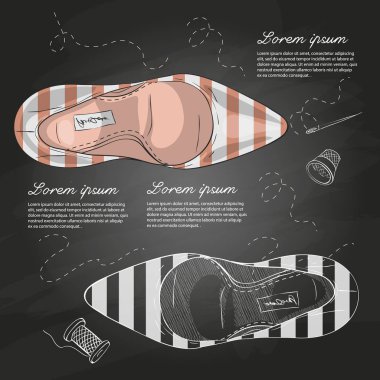 Vektör çizimi Bayan sivri ayak stilettos tebeşir tahtası çizgili