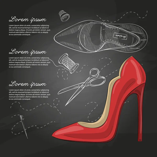 Vektör çizim kadın stiletto rugan pompalar tebeşir tahtası