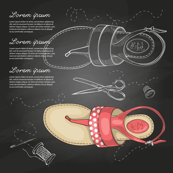 Vektör çizimi kadın t-kayış sandalet tebeşir tahtası