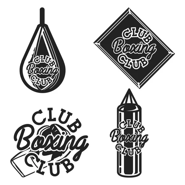 Vintage boxing club emblems. Boxing related design elements for prints, posters. Vector vintage illustration.