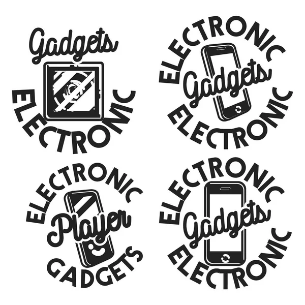 Emblematy Vintage Elektroniczny Gadżety Ilustracja Wektorowa Eps — Wektor stockowy