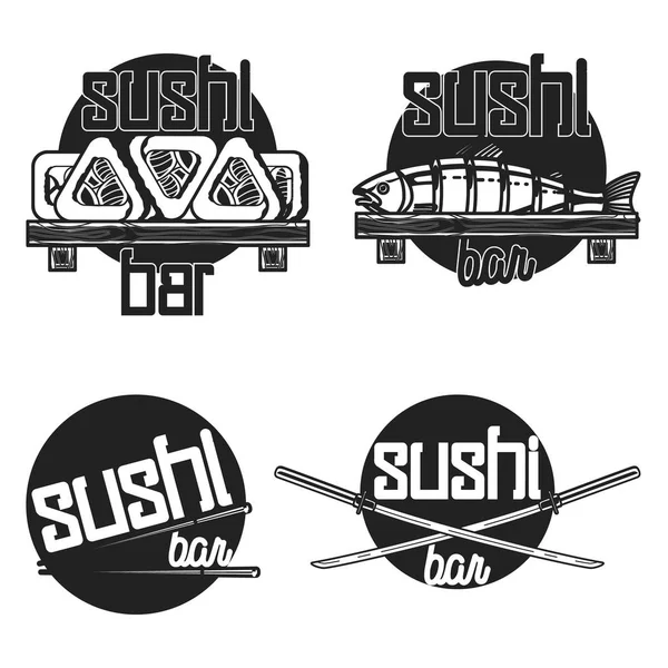 Barra Sushi Vintage Emblemas Sushi Bar Ilustración Vectorial Eps — Archivo Imágenes Vectoriales