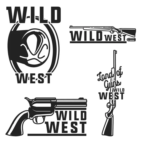 Vintage Emblemas Del Oeste Salvaje Ilustración Vectorial Eps — Vector de stock