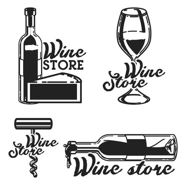 Vintage Wine Store Emblem Mall Isolerade Ikon Design Vektorillustration Eps — Stock vektor