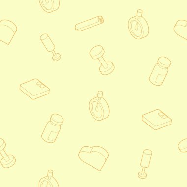 Spor salonu anahat izometrik desen. Vektör çizim, Eps 10