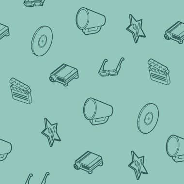 Sinema anahat izometrik desen. Vektör çizim, Eps 10