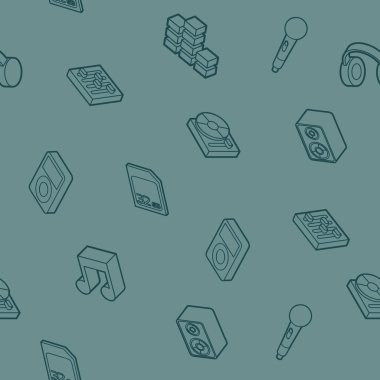 DJ anahat izometrik desen. Gece kulübü. Parti, müzik beste, mobil uygulamalar ve bilgi-grafik modern düz stil için tasarım öğeleri.