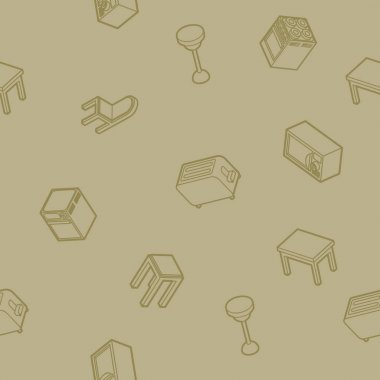 Mutfak anahat izometrik desen. Vektör çizim, Eps 10