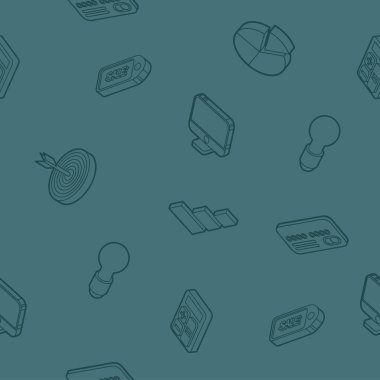 Pazarlama anahat izometrik desen. Vektör çizim, Eps 10