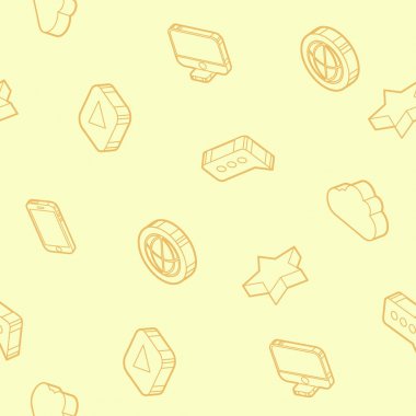 Medya anahat izometrik simgeler desen. Vektör çizim, Eps 10