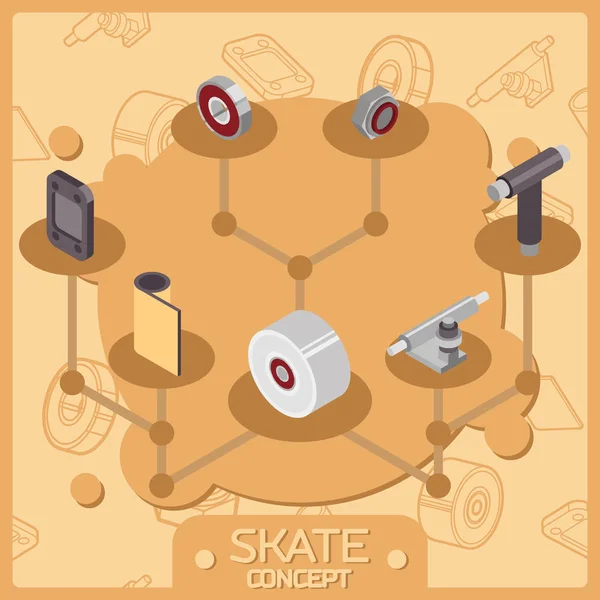 Skate Kolor Koncepcja Izometryczny Ikony Skate Elementy Tematyczne Projektu Dla — Wektor stockowy