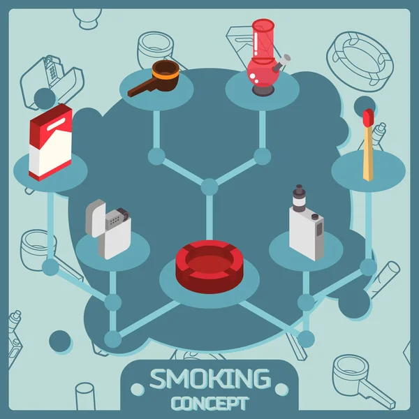 Κάπνισμα Ισομετρική Έννοια Εικονίδια Χρωμάτων Vector Εικονογράφηση Eps — Διανυσματικό Αρχείο