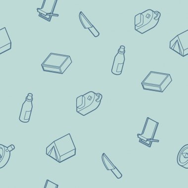 Survival kit anahat izometrik simgeler desen. Vektör çizim, Eps 10