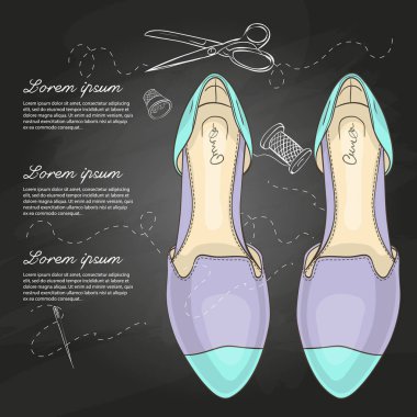 Vektör renk Bayan sivri ayak daire tebeşir tahtası