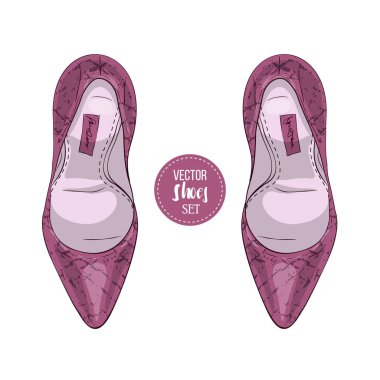 Vektör renk Bayan sürüngen deri stiletto pompalar