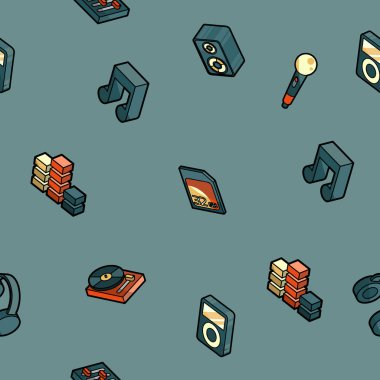 DJ renk anahat izometrik desen. Gece kulübü. Parti, müzik beste, tasarım öğeleri için mobil uygulamalar ve bilgi-grafik modern tarzı.