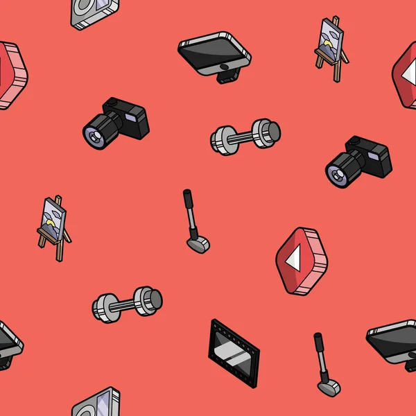 Hobbie renk anahat izometrik desen. Vektör çizim, Eps 10