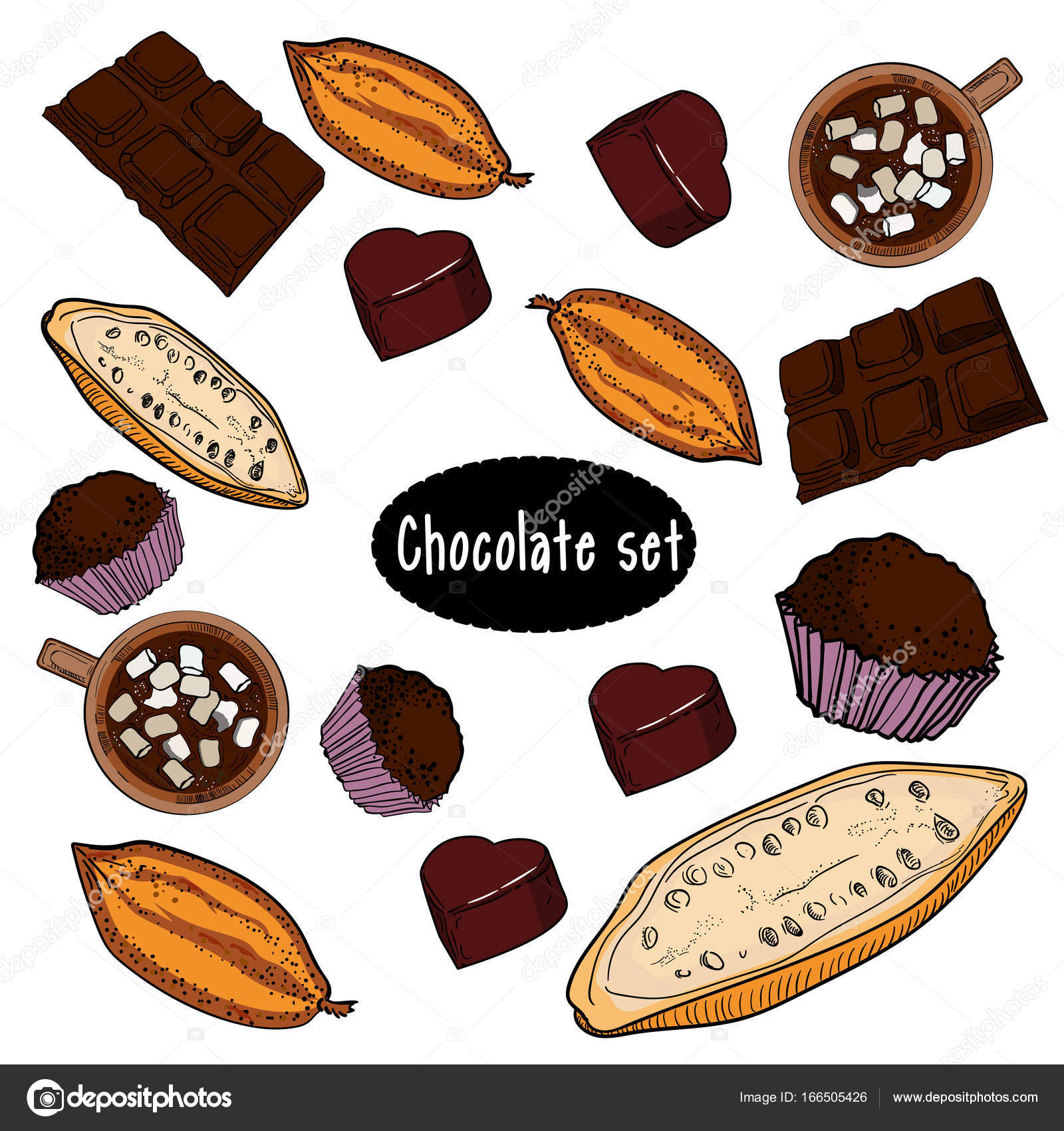 Chocolate, fruit pastries and desserts sketches Stock Vector by ©Seamartini  112369970