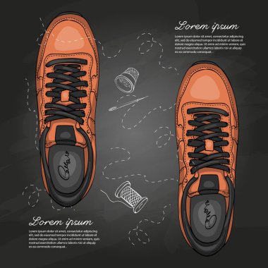 Vektör renk Bayan spor ayakkabı tebeşir tahtası