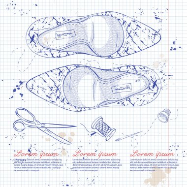 Vektör çizim kadın sürüngen deri stiletto pompalar bir defter sayfası