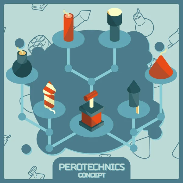 Iconos Concepto Isométrico Color Pirotécnico Ilustración Vectorial Eps — Vector de stock