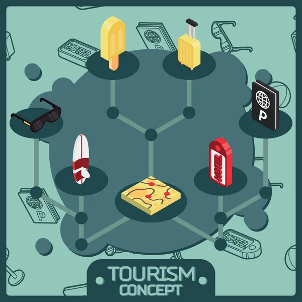 Tourism Color Isometric Concept Icons Vector Illustration Eps — Stock Vector