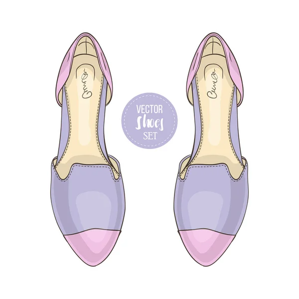 Color Vectorial Para Mujer Puntiagudos Planos Los Pies Ilustración Vectorial — Vector de stock