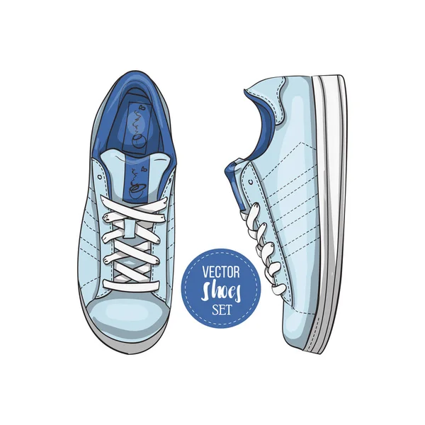 Vector Kleur Womens Casual Sneakers Vectorillustratie Eps — Stockvector