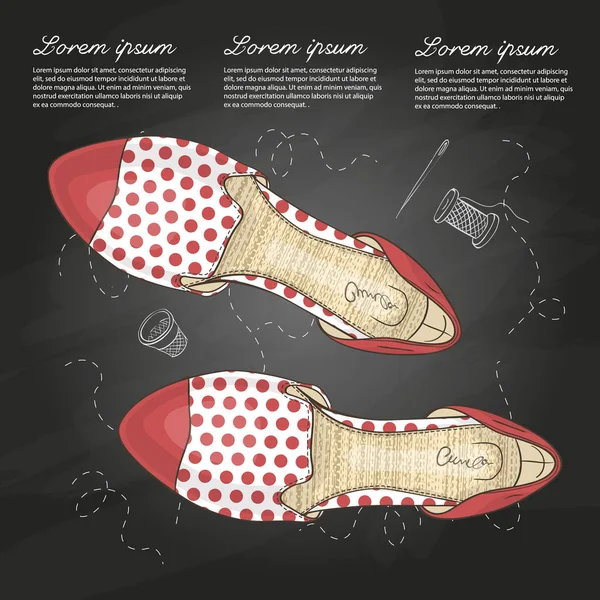 Vektör renk Bayan benekli sivri ayak daire tebeşir tahtası