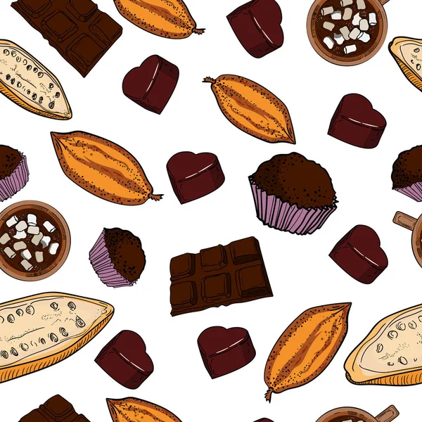 Kleur Chocolade Vector Patroon Van Hand Tekenen Vectorillustratie Eps — Stockvector