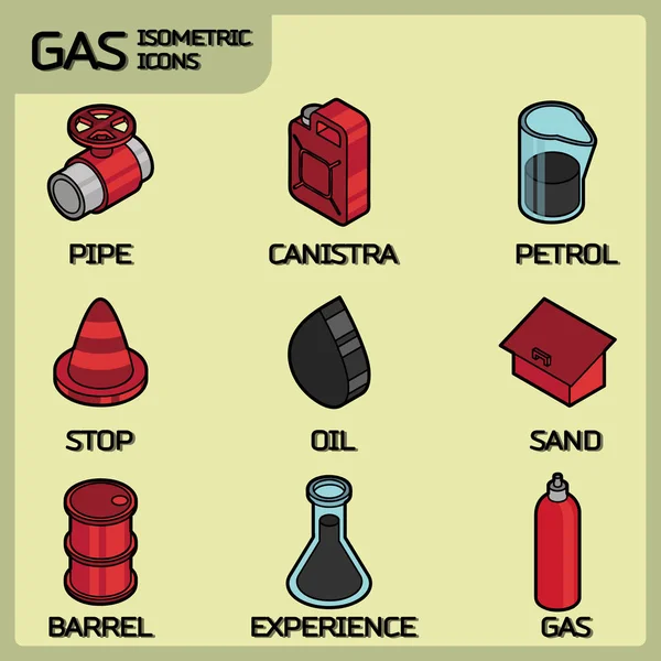 Esquema Color Del Gas Iconos Isométricos Ilustración Vectorial Eps — Vector de stock