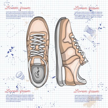 Bir not defteri sayfası mesh ile birlikte vektör renk Bayan spor ayakkabı