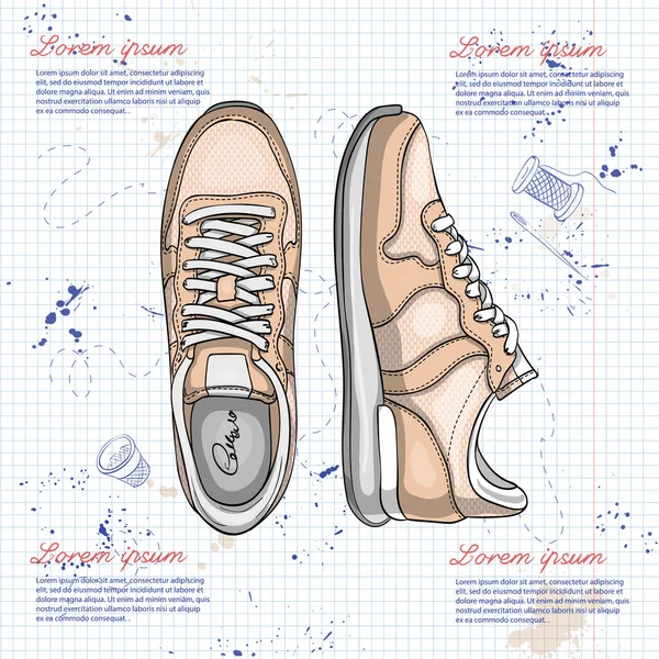 Bir not defteri sayfası mesh ile birlikte vektör renk Bayan spor ayakkabı