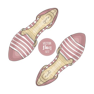 Vektör renk Bayan sivri ayak daire çizgili