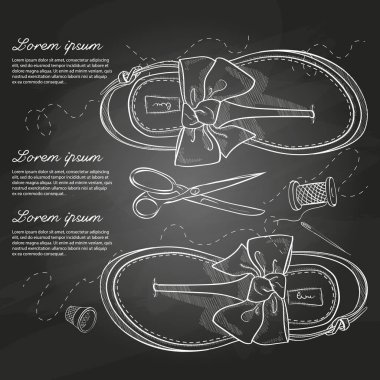 Vektör çizimi kadın tebeşir tahtası bir yay ile floplar flip