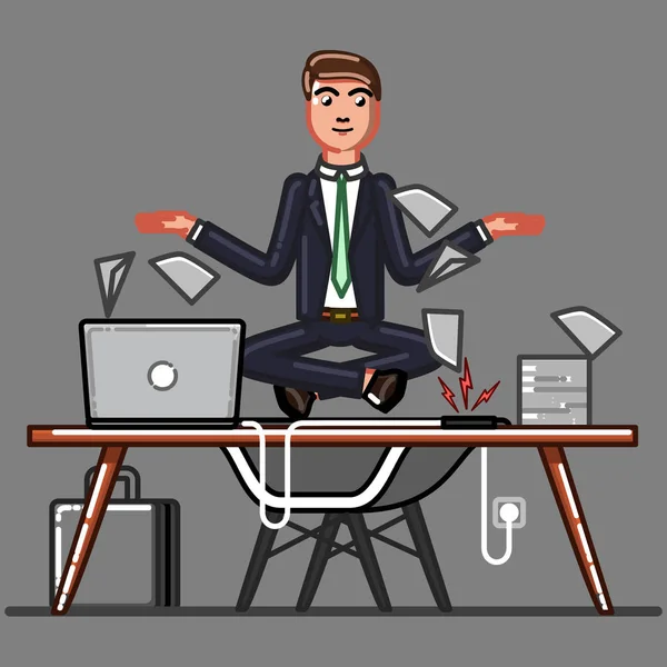 Businessman Ceep Ruhe Auf Der Arbeit Vektor Illustration Folge — Stockvektor