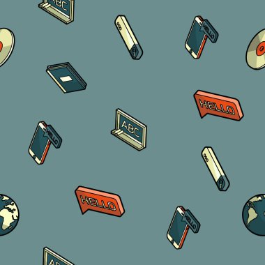 Diller anahat izometrik desen renk. Modern doğrusal simgelerin bir yabancı dil öğrenme konu üzerinde ayarlayın. Okullar, kolejler ve üniversiteler için vektör logolar.