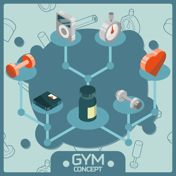 Gimnasio Color Iconos Concepto Isométrico Ilustración Vectorial Eps — Vector de stock