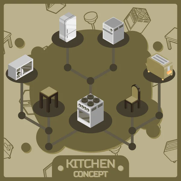 Conjunto Iconos Concepto Isométrico Color Cocina Ilustración Vectorial Eps — Archivo Imágenes Vectoriales