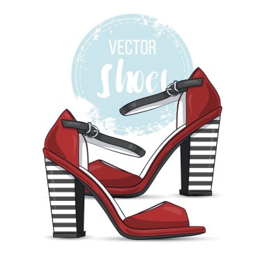 Renk kadın iki renk yüksek topuklu sandalet vektör