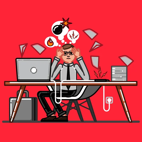 Office Worker Have Hard Day Work Vector Illustration Eps — Stock Vector