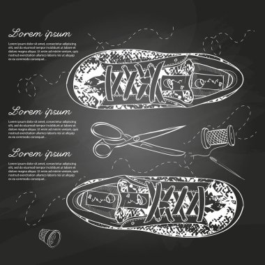 Vektör çizim kadın rahat spor ayakkabılar ile sürüngen deri tebeşir tahtası