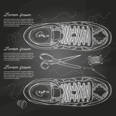 Vektör çizim Bayan deri ayakkabı ile sürüngen deri bir kara tahta üzerinde