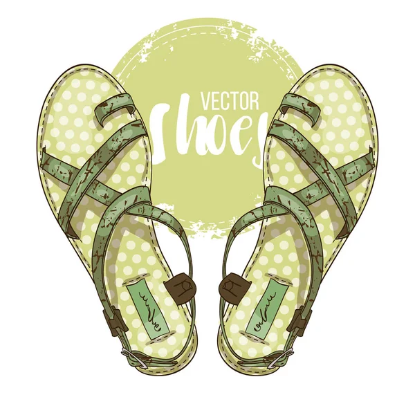 Vector Sandalias Para Mujer Dos Colores Ilustración Vectorial Eps — Vector de stock