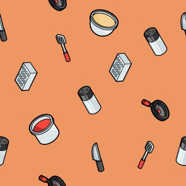 Pişirme renk anahat izometrik desen