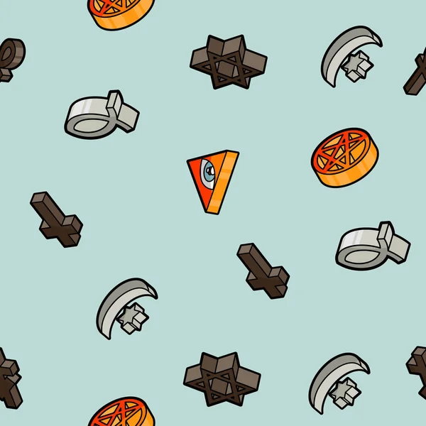 Dinlerin renk anahat izometrik desen