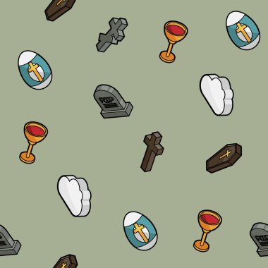 Hıristiyanlık renk anahat izometrik desen