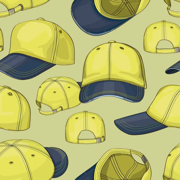 Baseball cap set pattern — Stock Vector