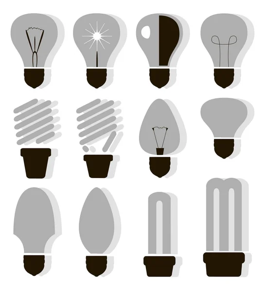 Glühbirne Logo Symbole gesetzt — Stockvektor